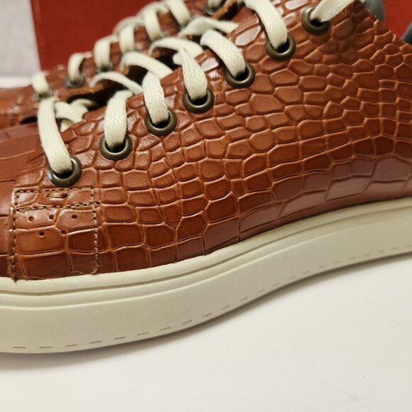 Donald Pliner Prenton BrownEmbossed  Leather Croc Print Sneakers Mens 8 - Picture 13 of 16